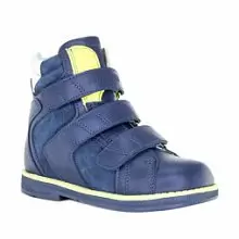 Детские ботинки ORTHOBOOM 81147-15 темно-синий 
с желтым фото 1