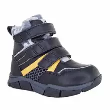 Кожаные детские ботинки ORTHOBOOM 87054-02 графит 
с желтым фото 1