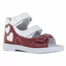 Кожаные детские сандалии ORTHOBOOM 43397-4 красный 
с белым фото 1