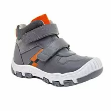 Кожаные детские ботинки ORTHOBOOM 87054-02 базальтово-серый 
с оранжевым фото 1