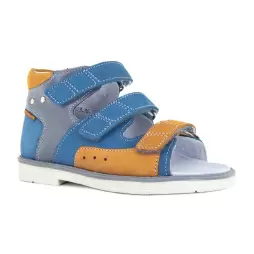 Детские сандалии ORTHOBOOM 25057-10 серо-синий с оранжевым фото 1