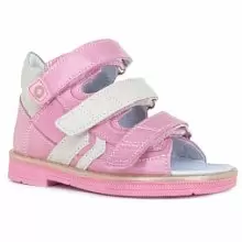 Кожаные детские сандалии ORTHOBOOM 27057-02 розовый 
с бежевым фото 1