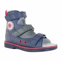 Кожаные детские сандалии ORTHOBOOM 71597-33 темно-синий 
с красным фото 1