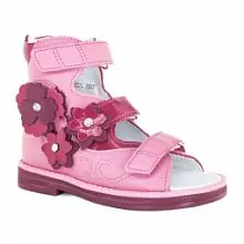 Кожаные детские сандалии ORTHOBOOM 71597-33 розовый 
с цветами фото 1