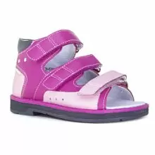 Кожаные детские сандалии ORTHOBOOM 25057-10 фуксия-розовый-серый фото 1