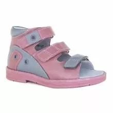 Кожаные детские сандалии ORTHOBOOM 27057-01 розово-серый фото 1