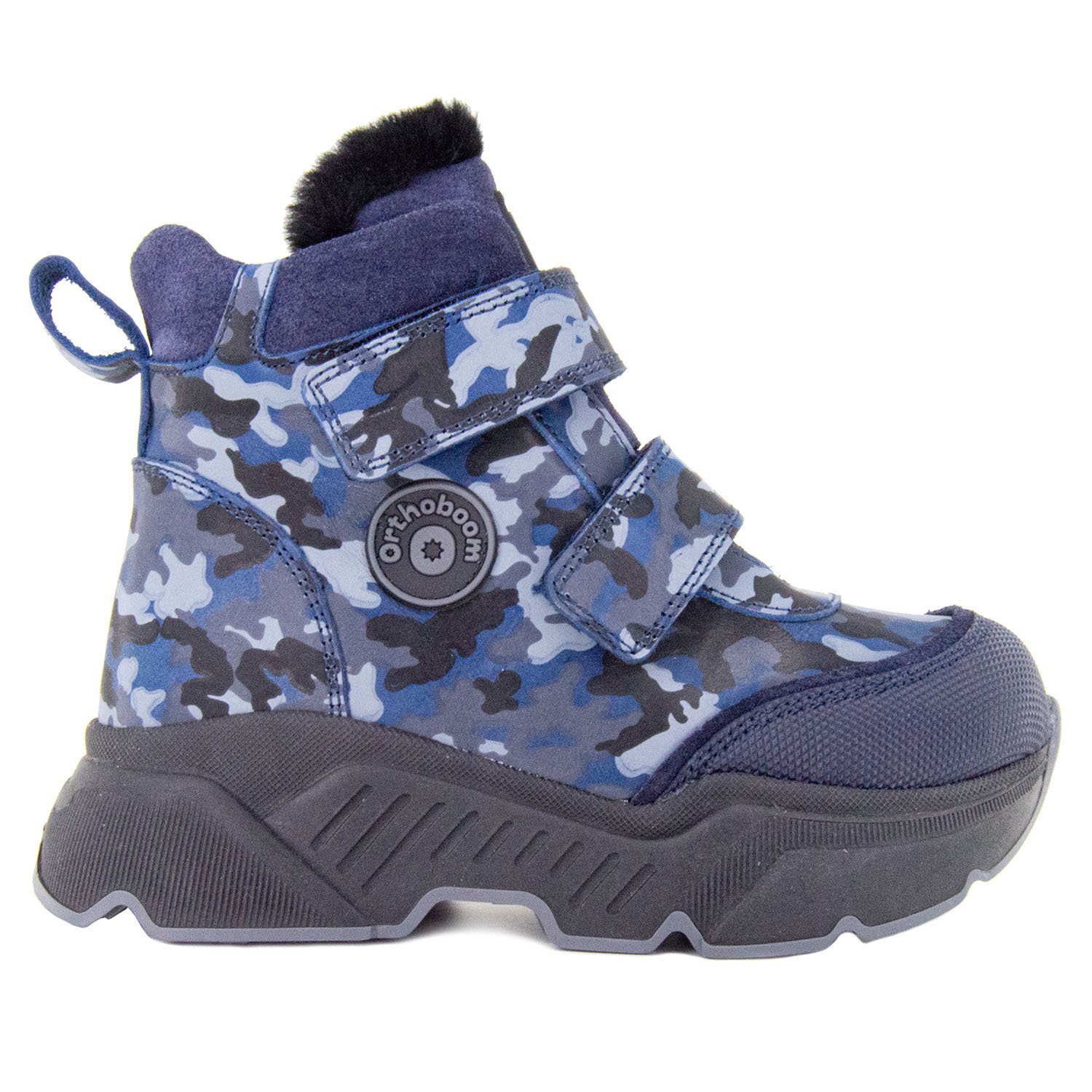 Детские ботинки ORTHOBOOM 88123-42 сине-стальной камуфляж