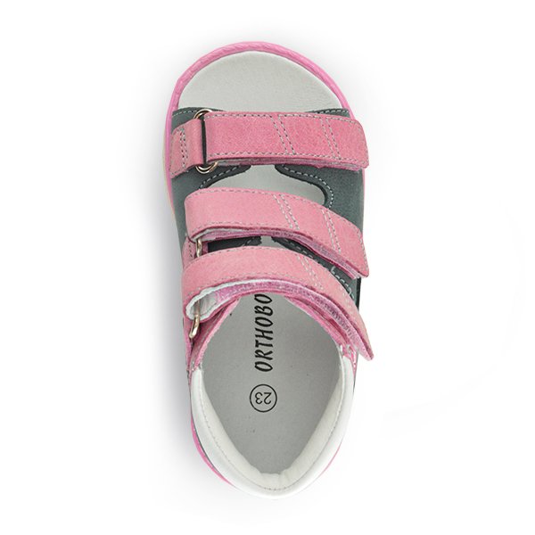Детские сандалии ORTHOBOOM 25057-10 розовый с серым