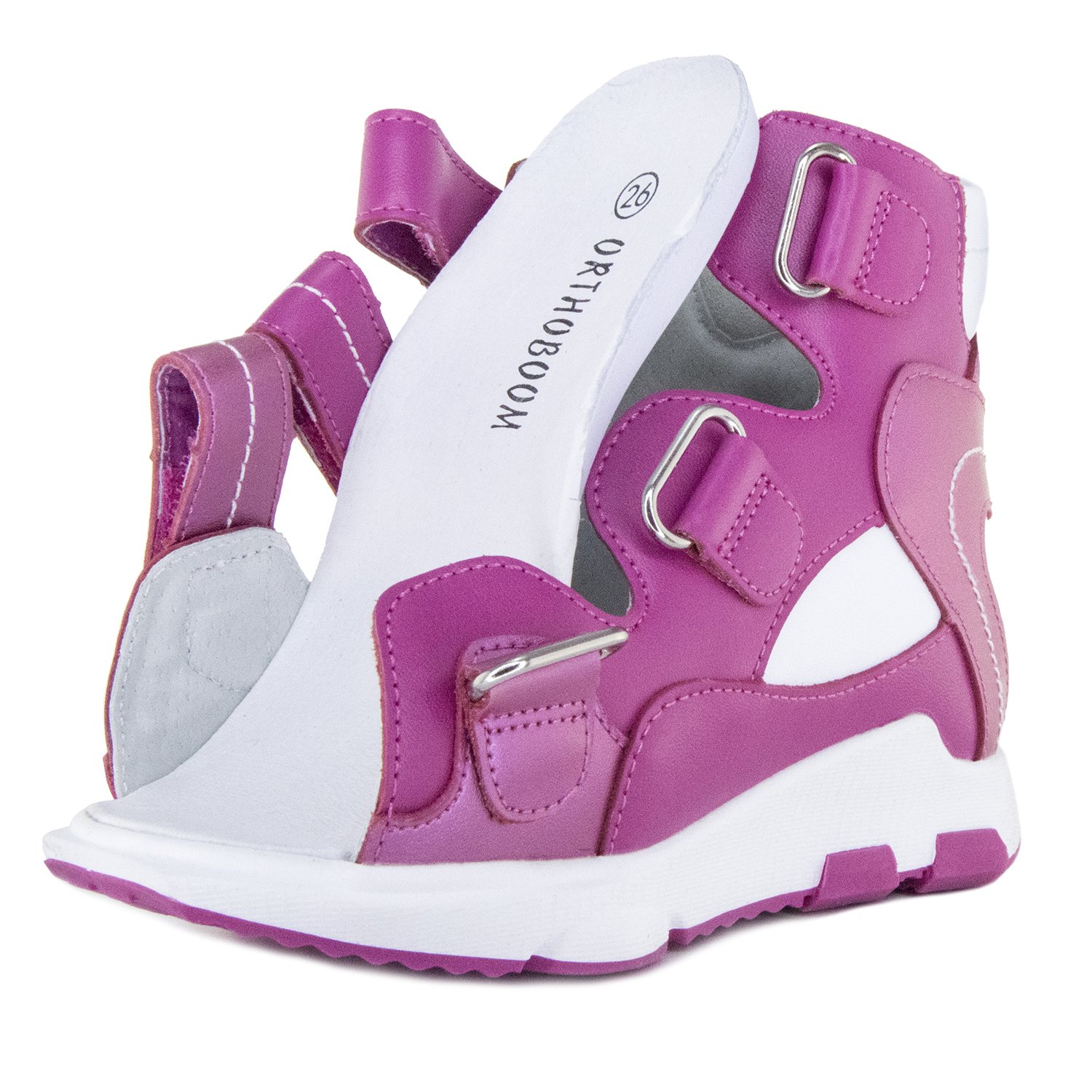 Детские сандалии ORTHOBOOM 71057-13 ярко-розовый с белым