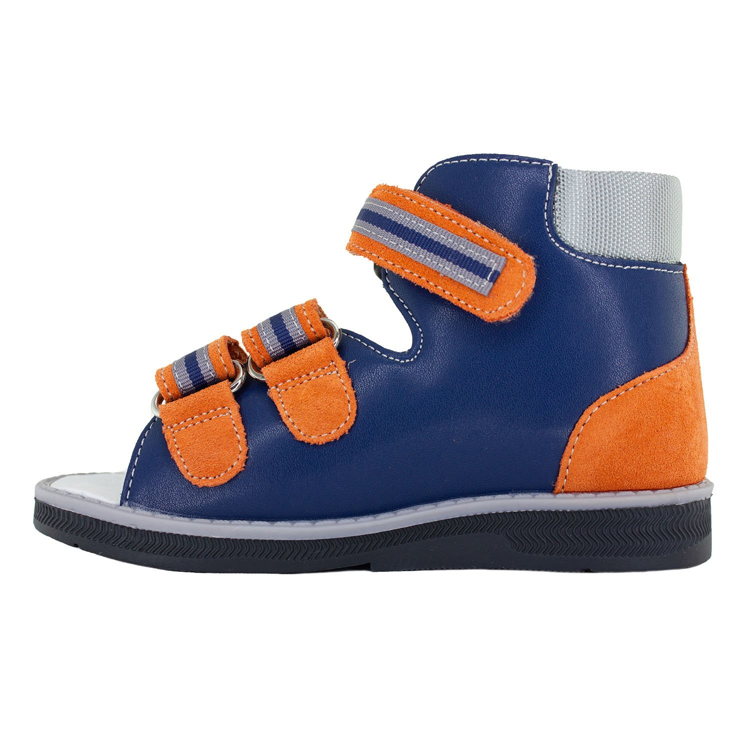 Детские сандалии ORTHOBOOM 27057-15 синий-оранжевый-серый
