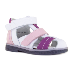 Детские сандалии Orthoboom 25057-08 белый-розовый-ежевичный фото 1