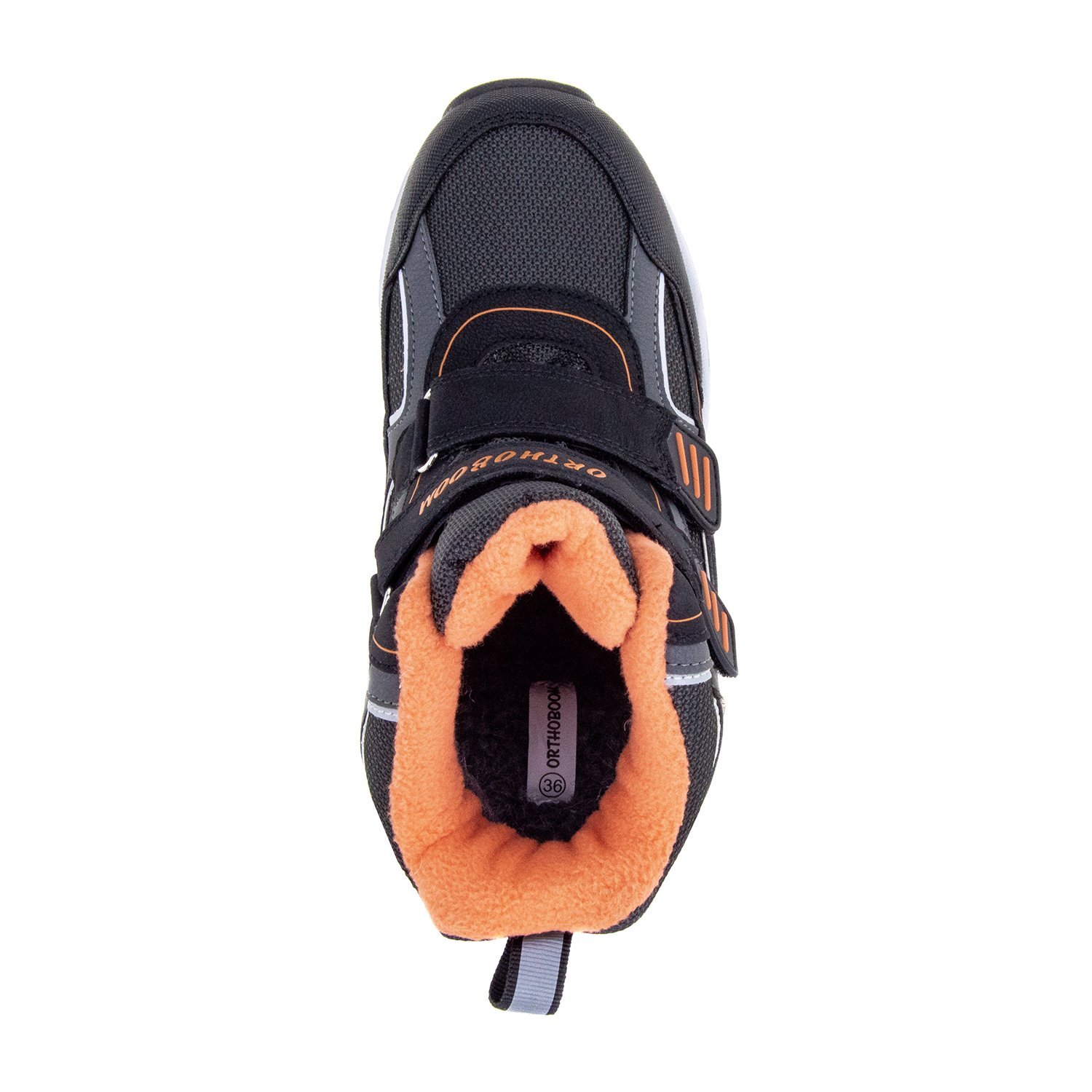 Детские ботинки ORTHOBOOM 80123-04 черный с оранжевым