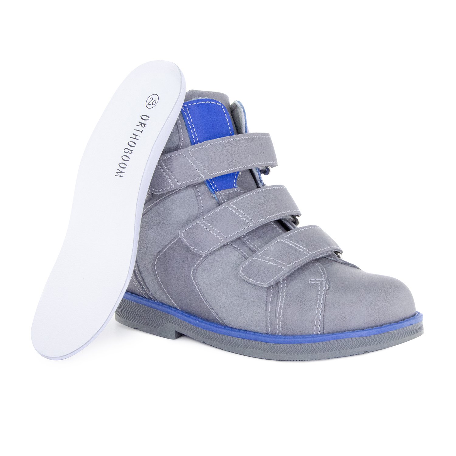 Детские ботинки ORTHOBOOM 81147-15 ярко-серый с синим