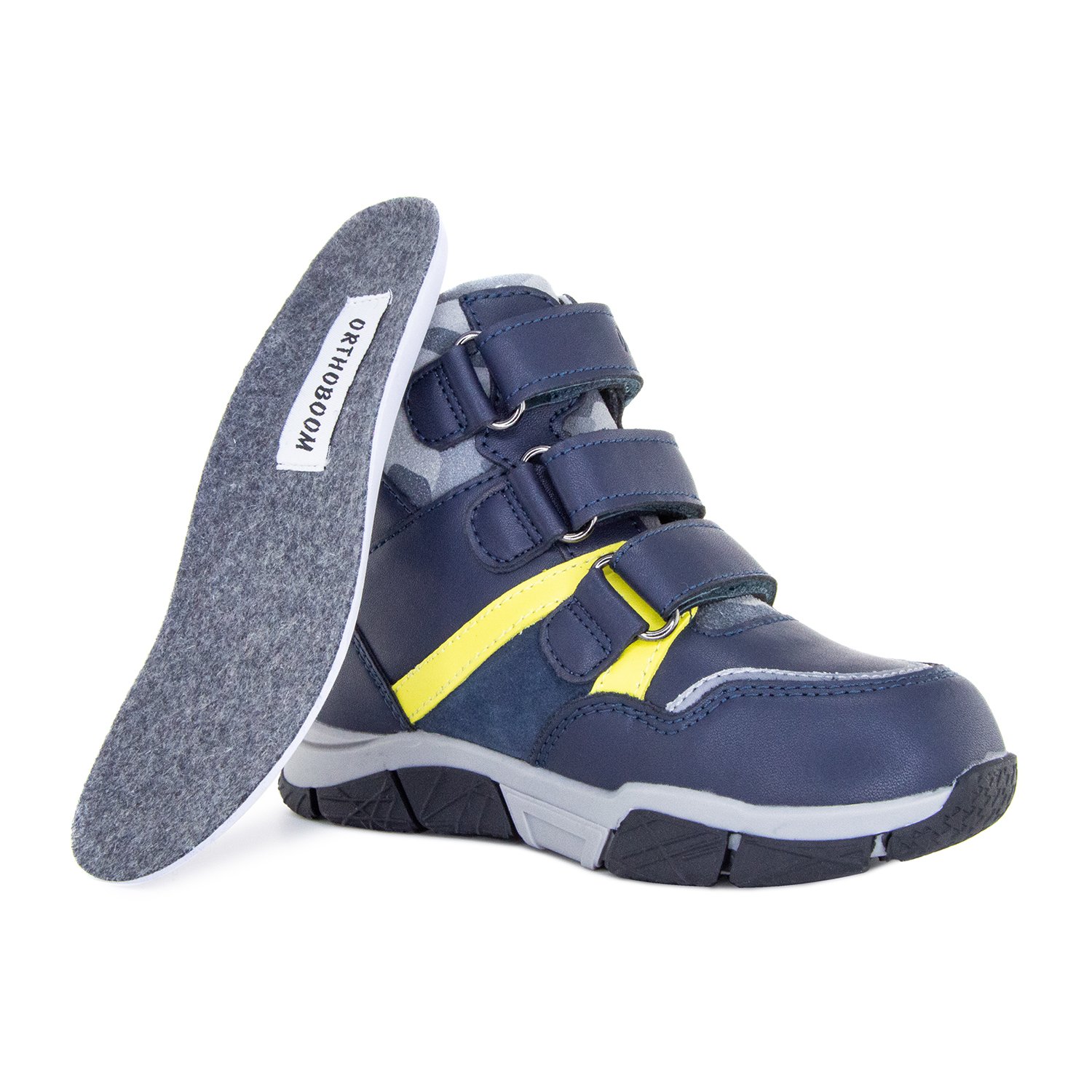 Детские ботинки ORTHOBOOM 87054-02 темно-синий с желтым