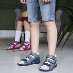 Детские сандалии ORTHOBOOM 27057-01 серо-синий фото 7