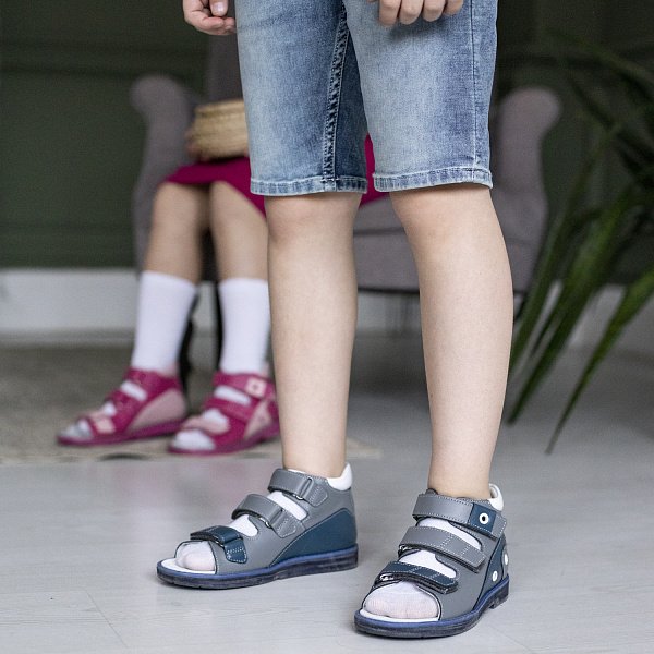Детские сандалии ORTHOBOOM 27057-01 серо-синий