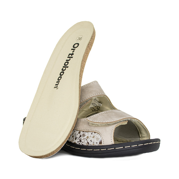 Женские сабо Orthoboom 20037-02 бежевый с принтом