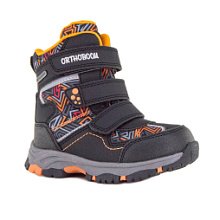 Детские полусапожки Orthoboom 67054-01 черно-оранжевый 
опал фото 1