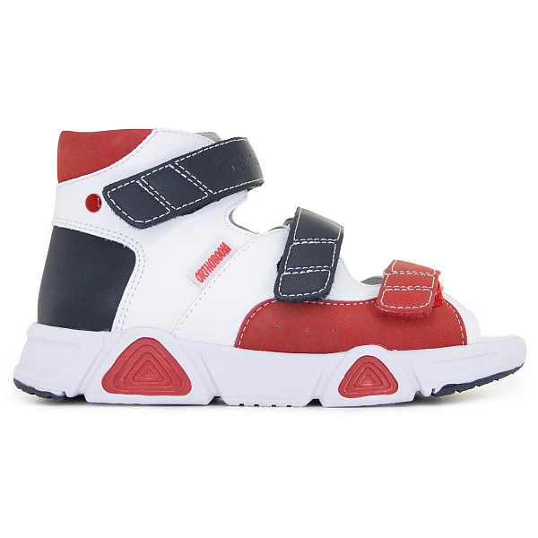 Детские сандалии Orthoboom 27057-10 белый-синий-карминовый