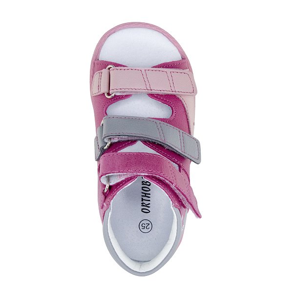Детские сандалии ORTHOBOOM 25057-04 малиново-розовый с серым
