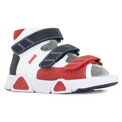 Детские сандалии Orthoboom 27057-10 белый-синий-карминовый фото 1