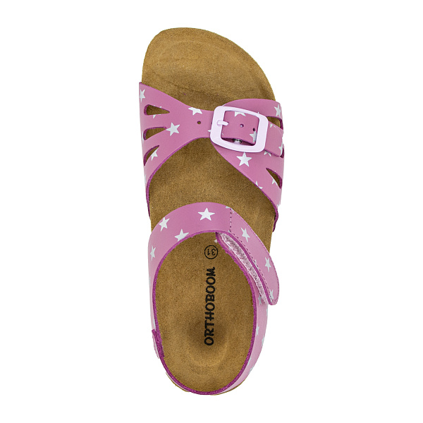 Детские биркенштоки Orthoboom 20037-01 розовый с серебристыми звездами