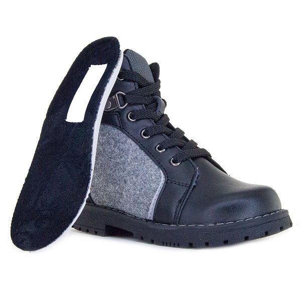 Детские ботинки ORTHOBOOM 81055-01 черный с серым