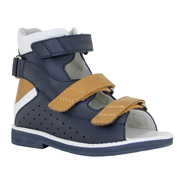 Детские ботинки летние Orthoboom 71057-01 темно-синий с карамельным фото 1