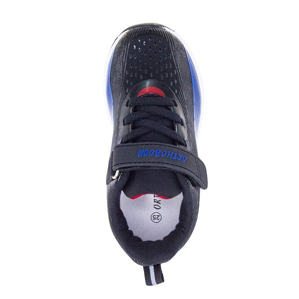 Детские кроссовки ORTHOBOOM 30223-05 черный с синим, с красным