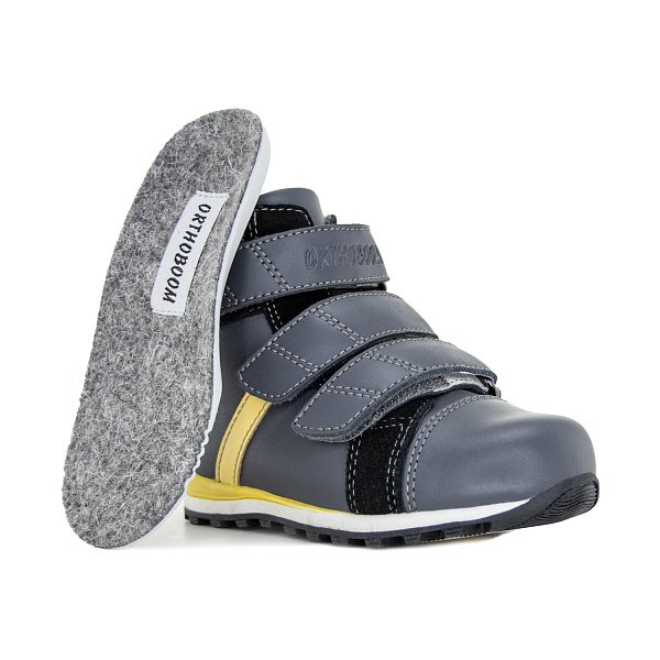 Детские ботинки Orthoboom 31057-01 графит с желтым