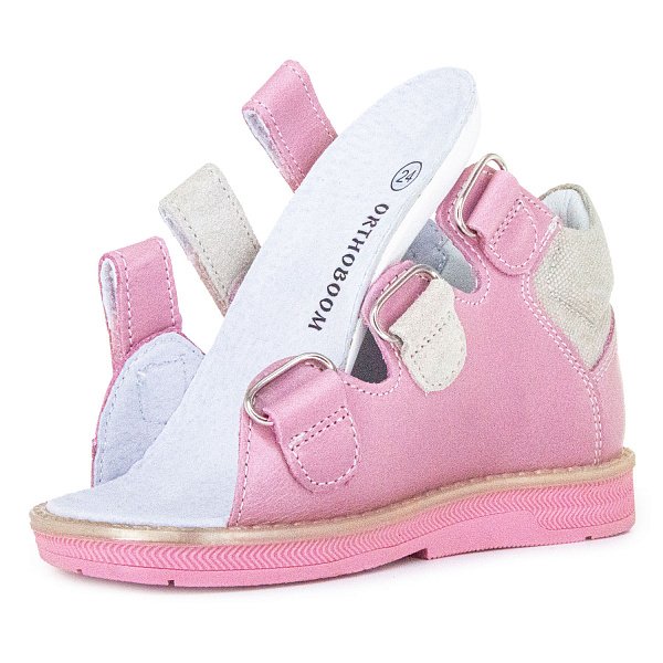 Детские сандалии ORTHOBOOM 27057-02 розовый с бежевым