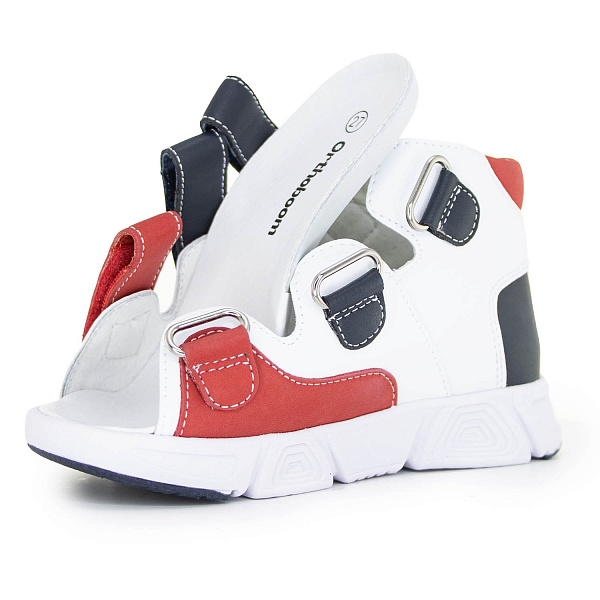 Детские сандалии Orthoboom 27057-10 белый-синий-карминовый
