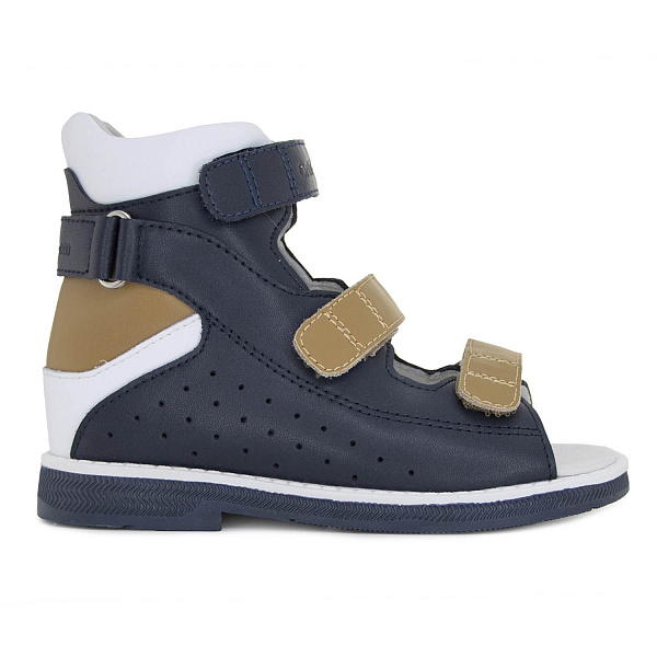 Детские ботинки летние Orthoboom 71057-01 темно-синий с карамельным фото 1