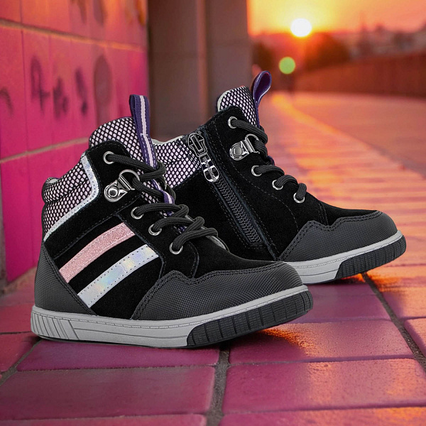 Кеды Orthoboom 37057-02 черно-сиреневый аметрин