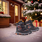 Детские полусапожки Orthoboom 67054-01 черно-оранжевый опал фото 3