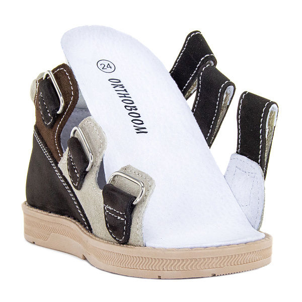 Детские сандалии Orthoboom 25057-10 темно-коричневый-бежевый