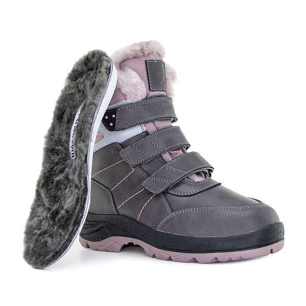 Детские полусапожки 63395-43 стальной с пыльно-лиловым