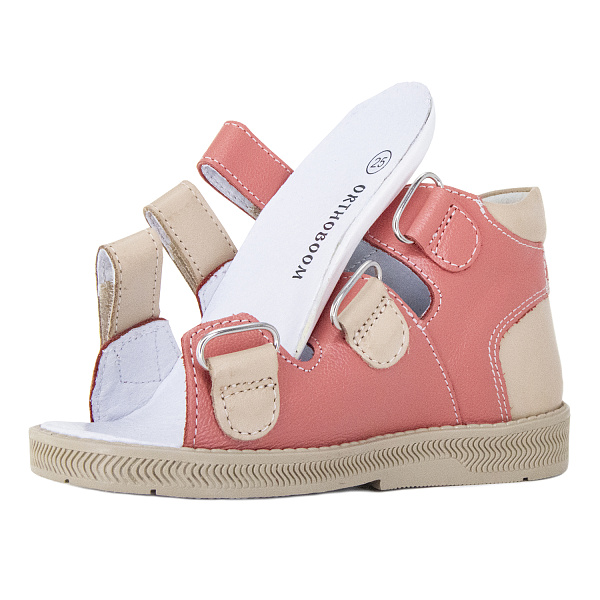 Детские сандалии Orthoboom 27057-01 лососевый с бежевым