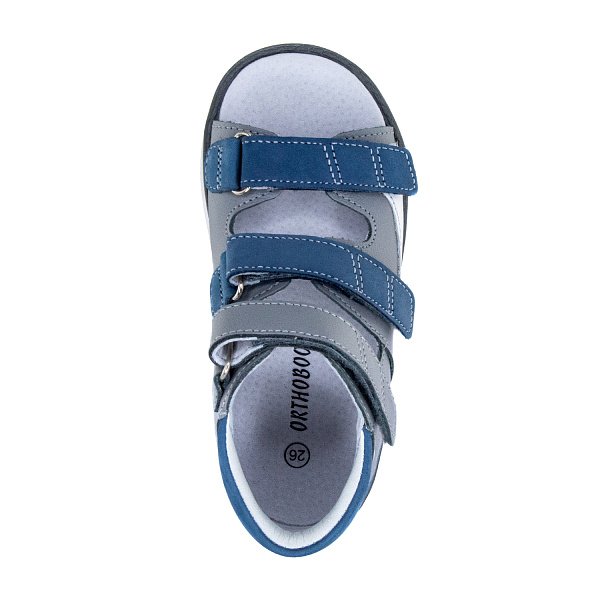 Детские сандалии ORTHOBOOM 25057-10 серо-синий с белым