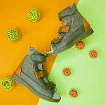 Детские сандалии ORTHOBOOM 71487-2 хаки с коричневым фото 2