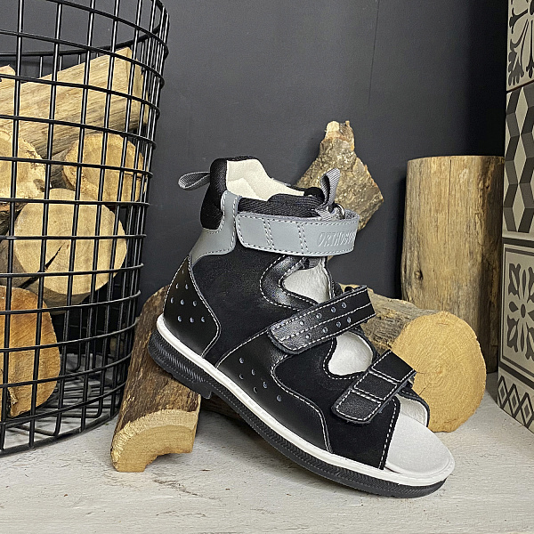 Детские сандалии Orthoboom 71057-03 ярко-черный с серым