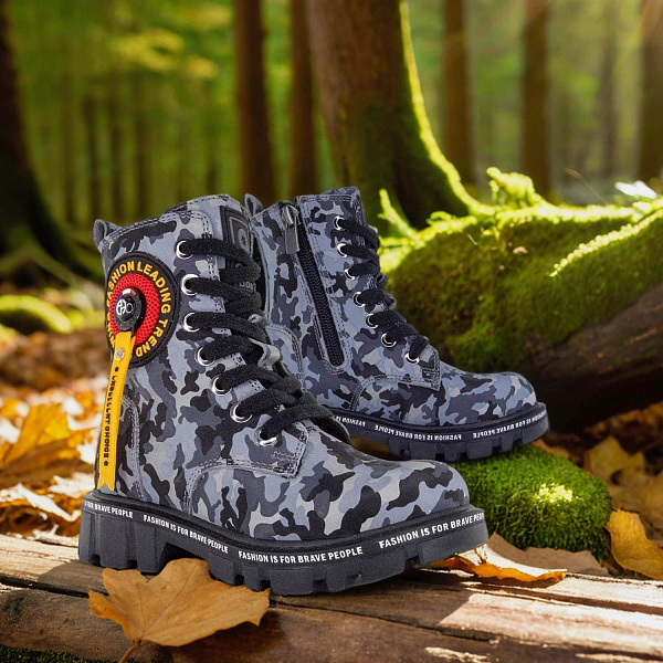 Детские ботинки Orthoboom 82125-30 голубовато-серый милитари