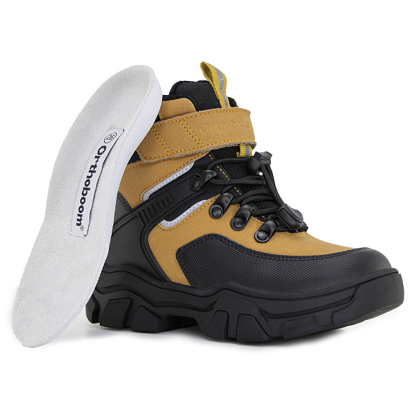 Детские ботинки 81054-01 горчичный с черным